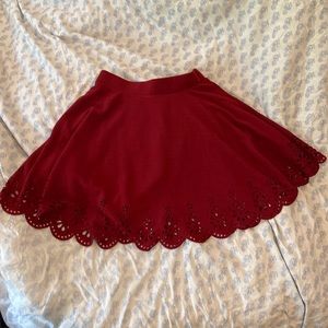 Gorgeous scalloped/patterned burgundy textured skirt